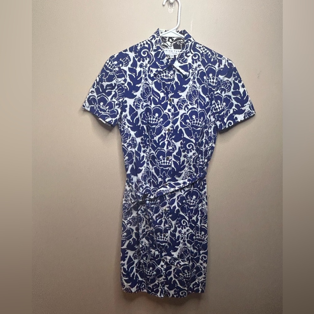 Trina Turk Blue and White Paisley Dress